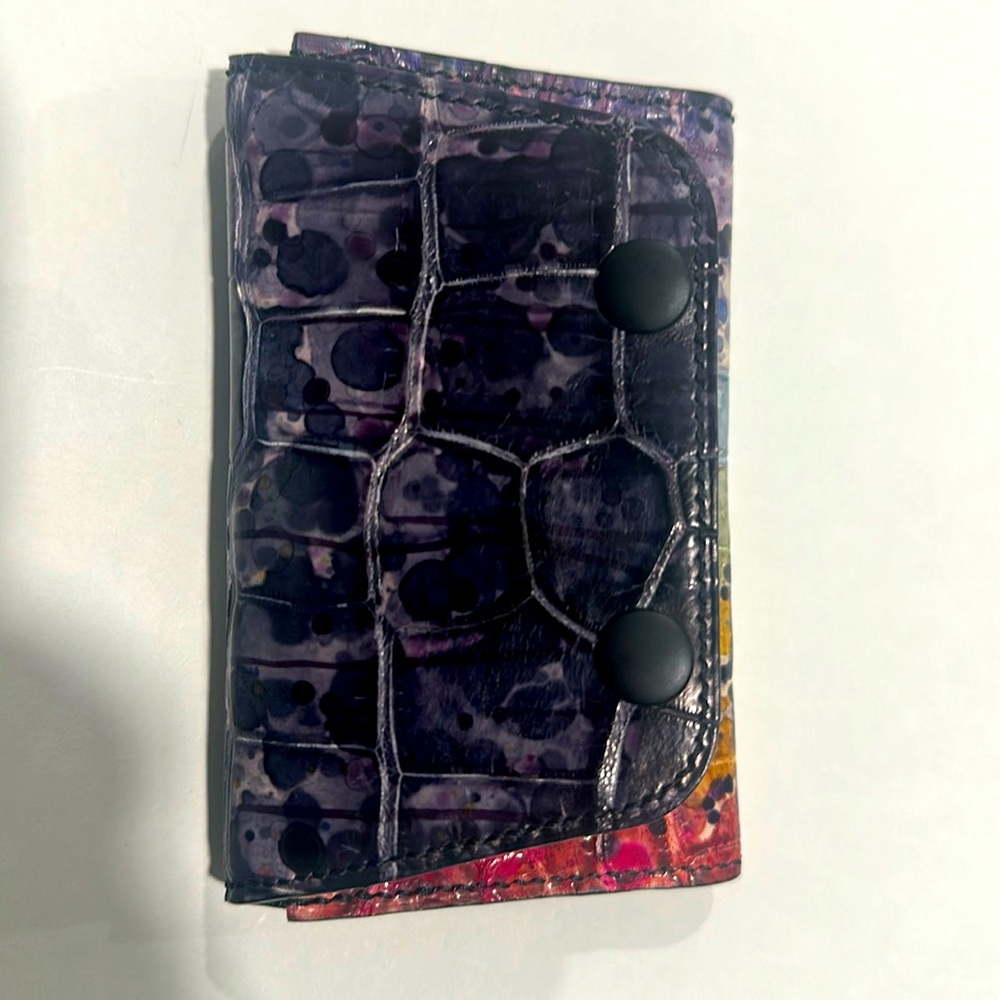Ladies alligator wallet/card holder. Unique, hand painted